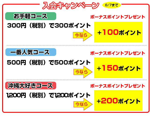 新規入会キャンペーンポイントの説明